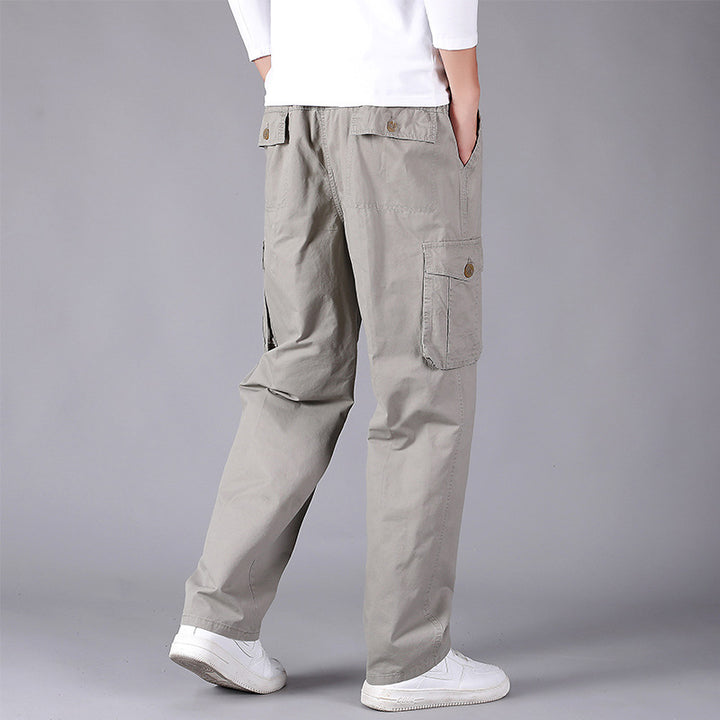 Men's cargo pants in utility style with elastic waistband, straight leg, and patch flap pockets Mune Fashion
