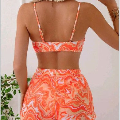 Women's bikini set with fashionable wave pattern and comfortable shorts Mune Fashion