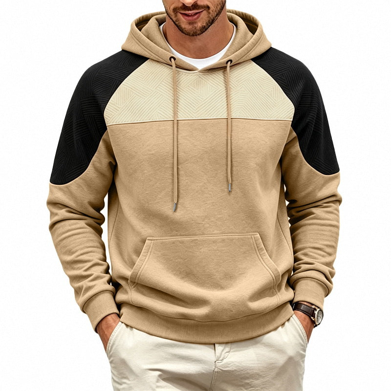 Men's hooded sweatshirt made of French Terry with waffle structure inserts and kangaroo pocket Mune Fashion