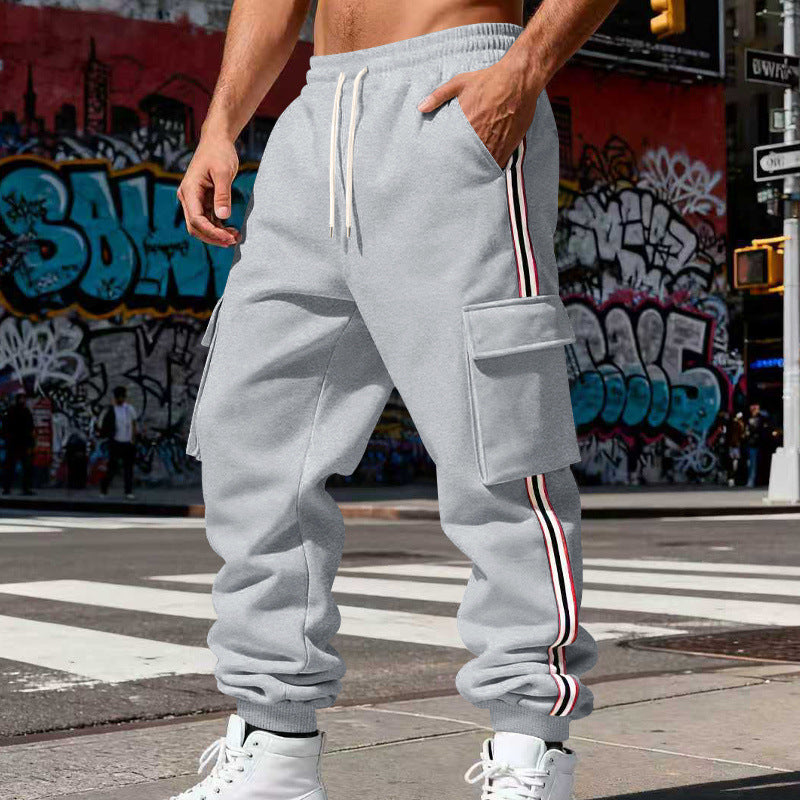 Men's Cargo Jogger Pants with Side Flap Cargo Pockets, Drawstring & Ribbed Cuffs