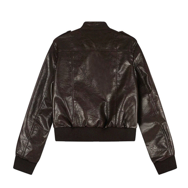Men's Leather Look Bomber Jacket Mune Fashion