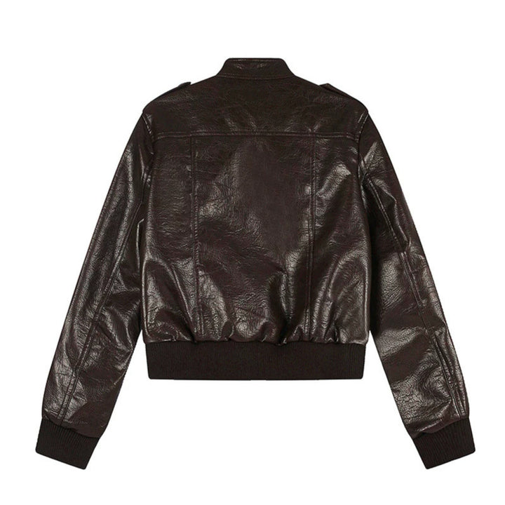 Men's Leather Look Bomber Jacket Mune Fashion
