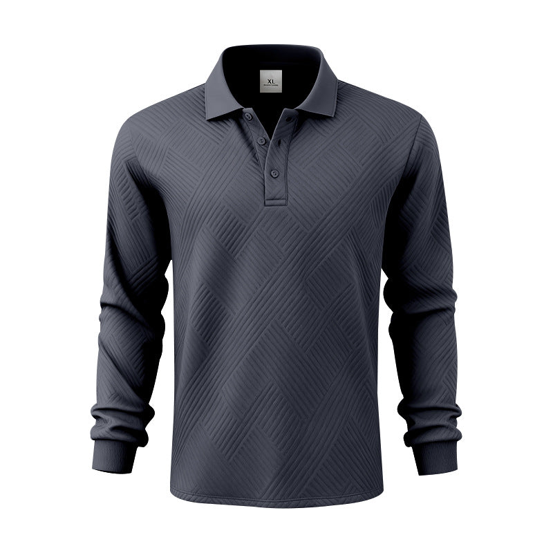 Men's long-sleeve polo shirt made of textured jacquard knit Mune Fashion