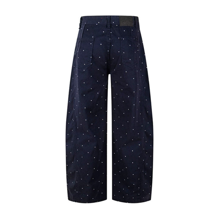 Women's High-Waist Palazzo Pants in Culotte Style with Wide Leg and Subtle Dot Pattern Mune Fashion