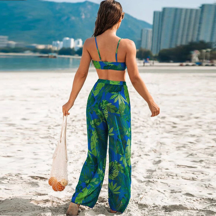 Women's swim set with floral design and loose palazzo pants Mune Fashion