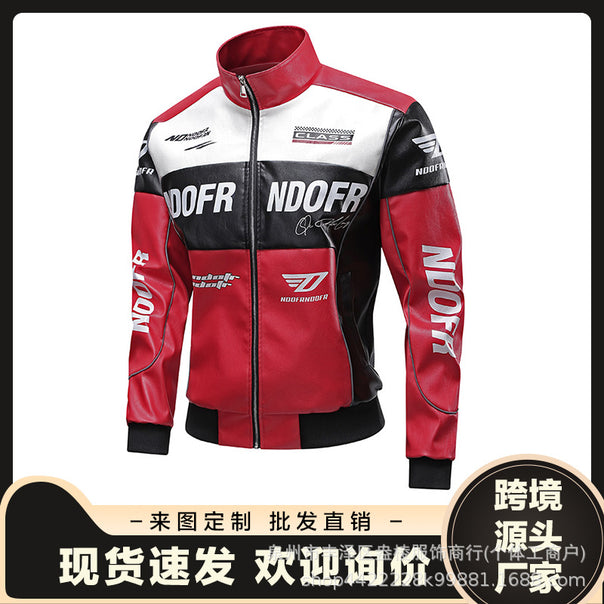 Men's Faux Leather Biker Jacket with Sporty Design Mune Fashion