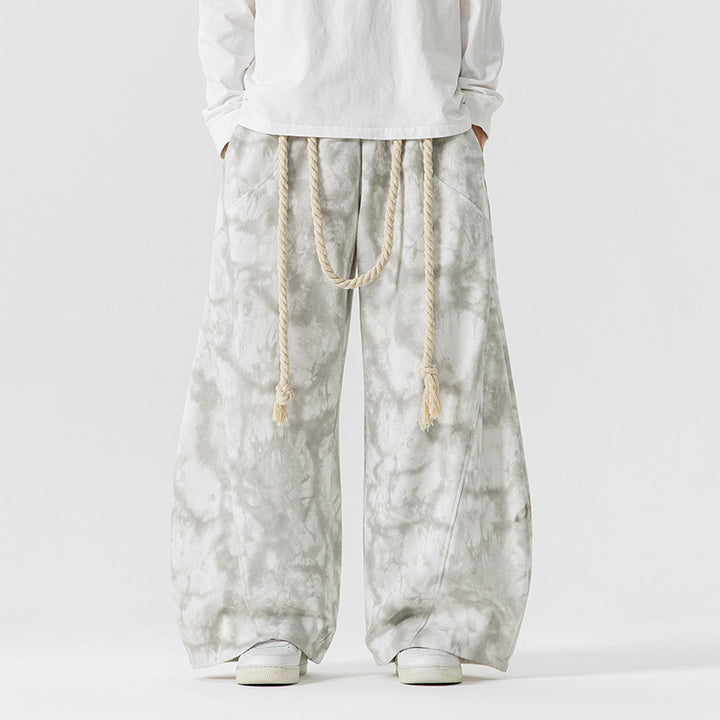 Men's Extra Wide Batik Lounge Pants in Baggy Cut with Decorative Drawstring Mune Fashion