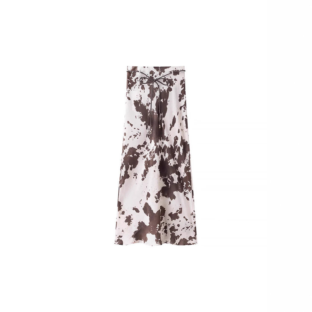 Women Oversized Shirt Blouse with Cow Spot Print, Concealed Button Placket and Loose Fit Mune Fashion