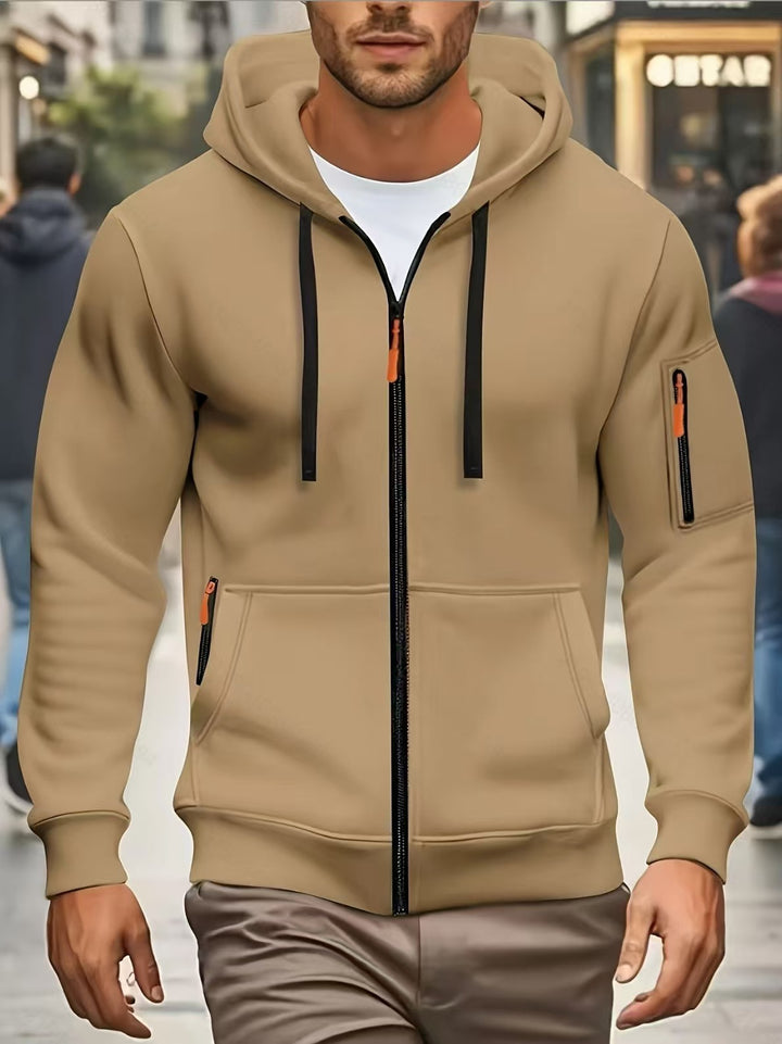 Men's functional hooded jacket with full zip, arm pocket, and elastic cuffs Mune Fashion
