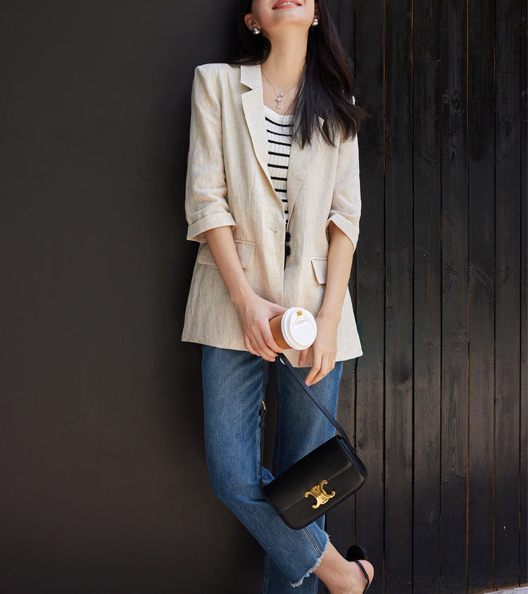 Women's Fashionable Linen Blazer Mune Fashion