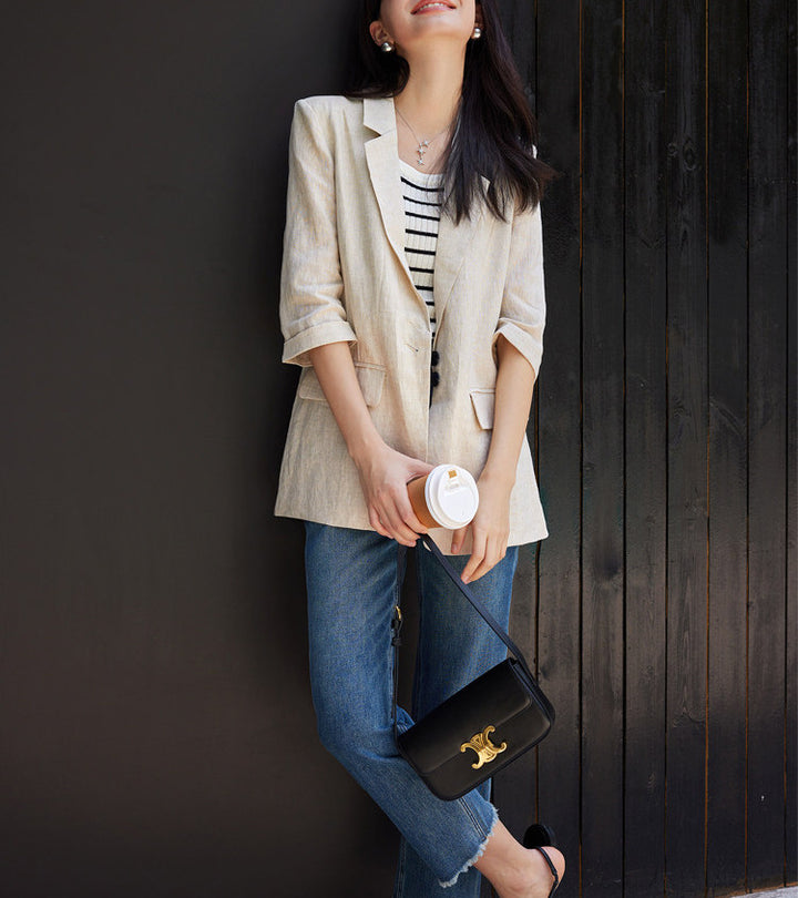 Women's Fashionable Linen Blazer Mune Fashion