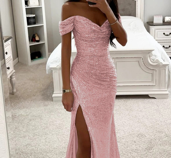 Women's Evening Dress with Shimmering Sequins Mune