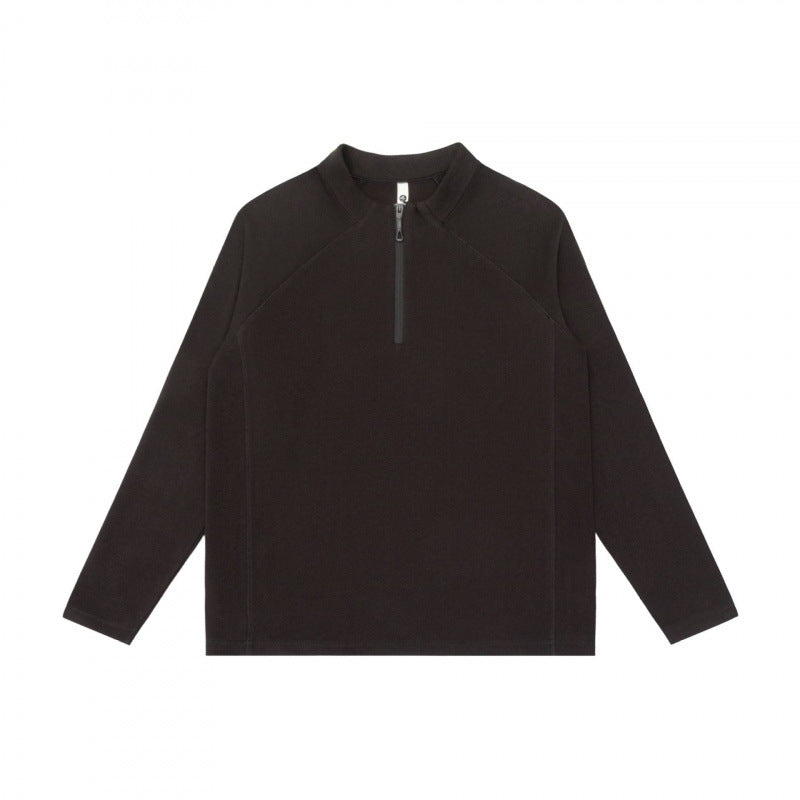 Unisex Lightweight Oversized Half-Zip Sweatshirt with Raglan Sleeves and Stand-Up Collar Mune Fashion