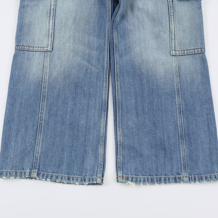 Women's cargo jeans with wide legs, high waist and patch thigh pockets Mune Fashion