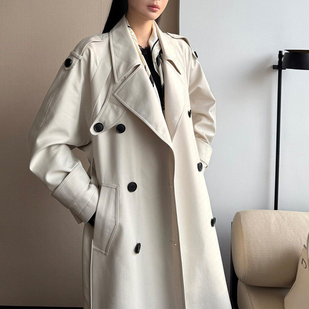 Women's fashionable trench coat with double button placket Mune Fashion