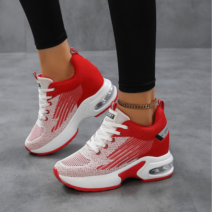 Women's Stylish Platform Sneakers with Air Cushioning and Knitted Breathable Upper Mune Fashion