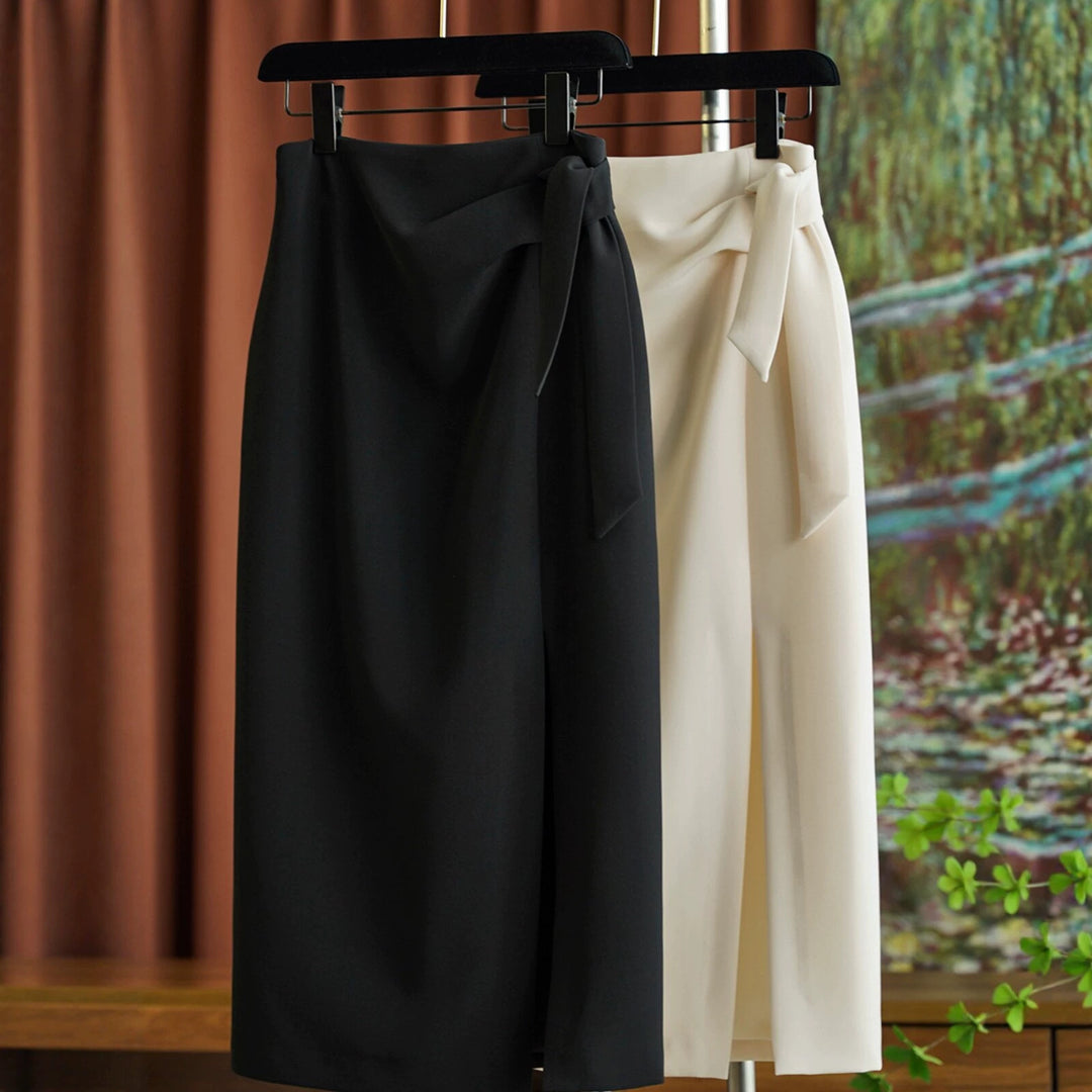 Women's Elegant Wrap Skirt with Waist Tie Mune Fashion