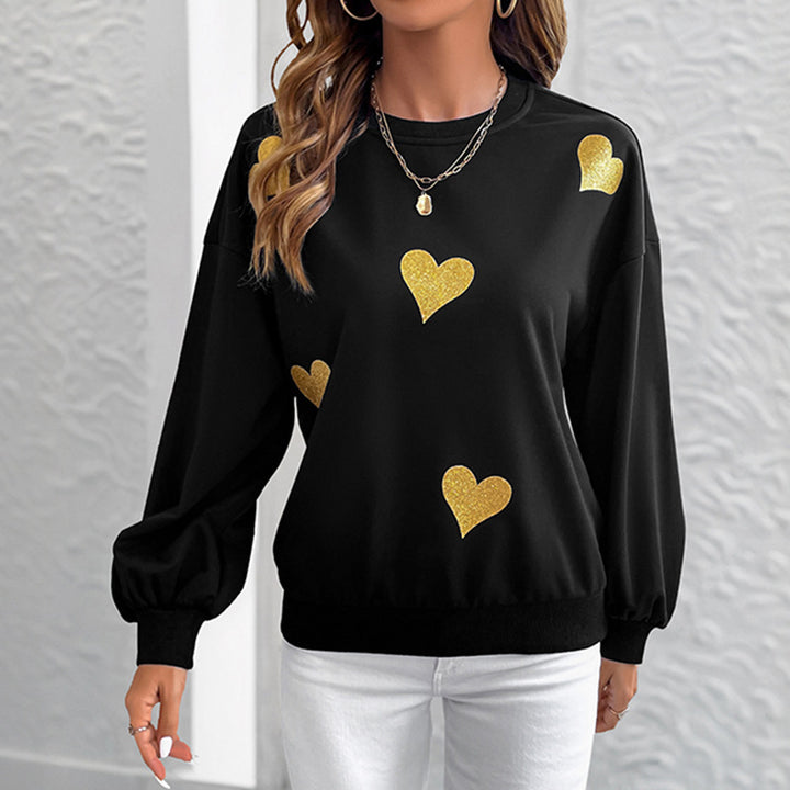 Women's sweatshirt with heart print and balloon sleeves Mune Fashion