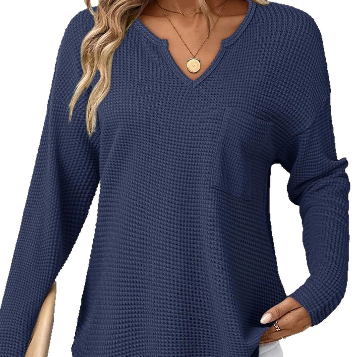 Women's Casual V-Neck Sweater with Pockets Mune Fashion
