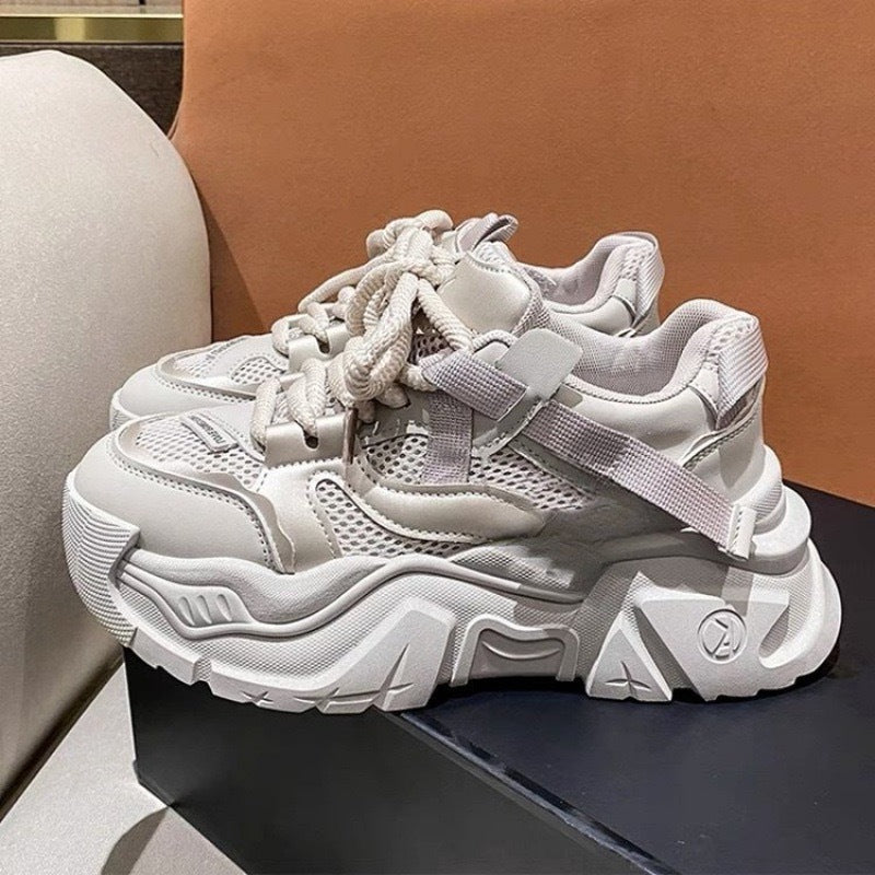 Women's Trendy Chunky Sneakers with Cushioned Sole and Breathable Mesh Upper Mune Fashion