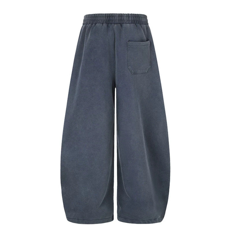 Women's Extra Wide Palazzo Sweatpants with Drawstring Waist, Adjustable Hem, and Gothic Print Mune Fashion
