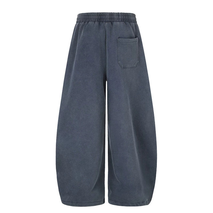 Women's Extra Wide Palazzo Sweatpants with Drawstring Waist, Adjustable Hem, and Gothic Print Mune Fashion