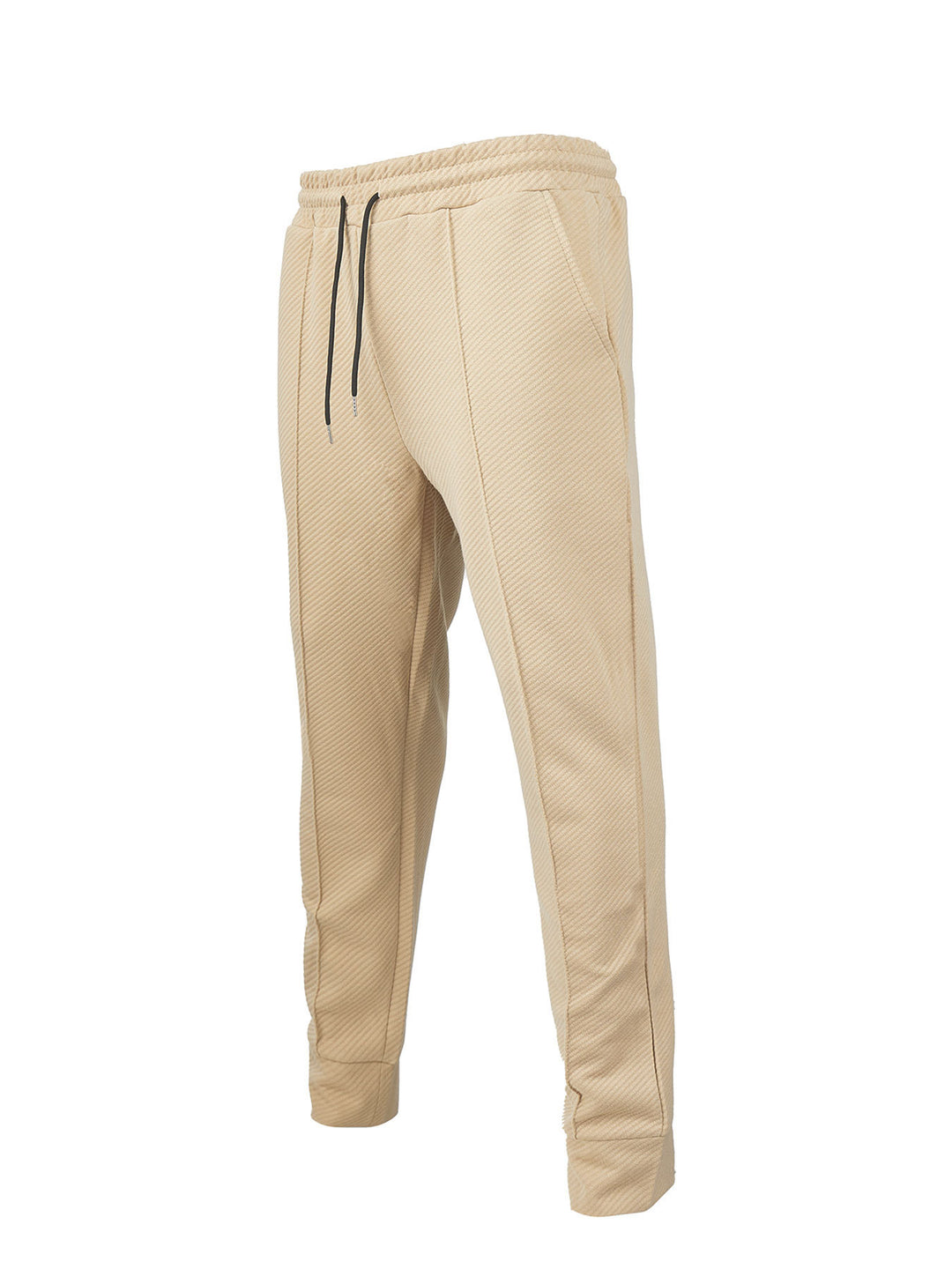 Men's diagonal structured comfort jog pants with pre-shaped inseam and ribbed ankle cuff Mune Fashion