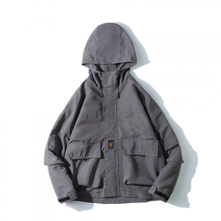Unisex Loose-Fitting Utility Softshell Jacket with Hood and Multiple Pockets Mune Fashion