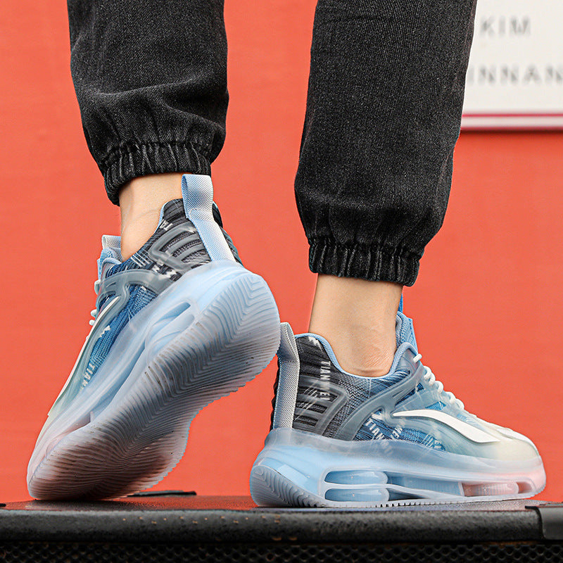 Unisex lightweight air cushion sneakers with transparent gradient upper material and visible air chamber Mune Fashion