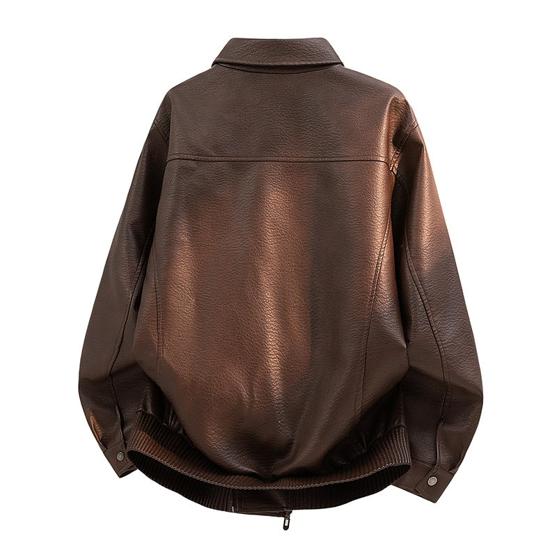 Men's Elegant Faux Leather Bomber Jacket Mune Fashion