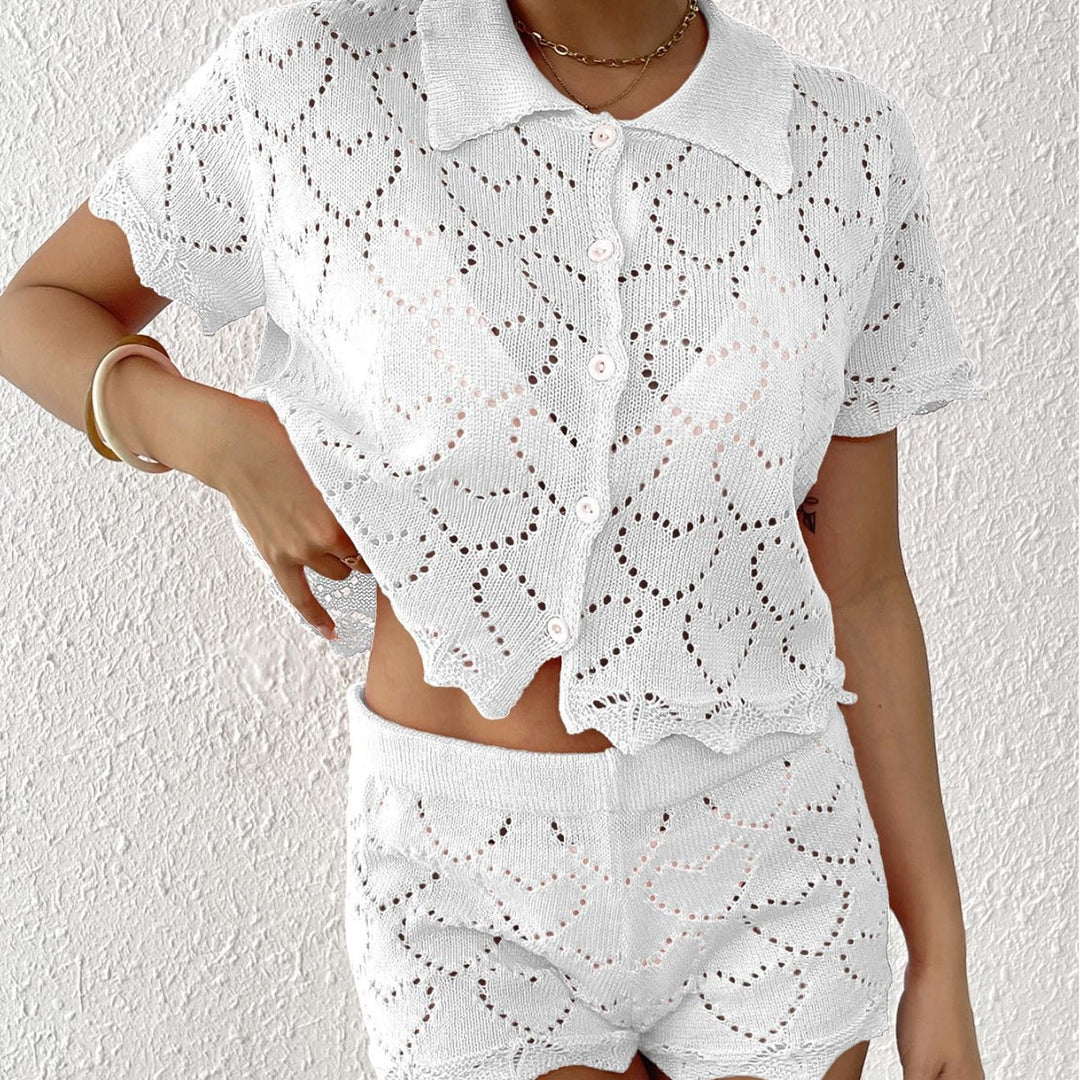 Women's airy crochet set with decorative cut-outs Mune Fashion