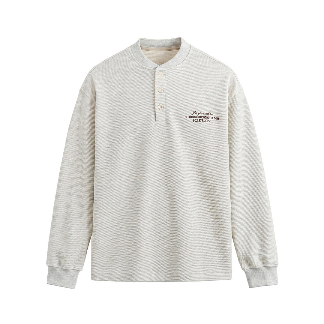 Unisex Loose-fitting Henley sweatshirt with waffle texture and ribbed cuffs Mune Fashion