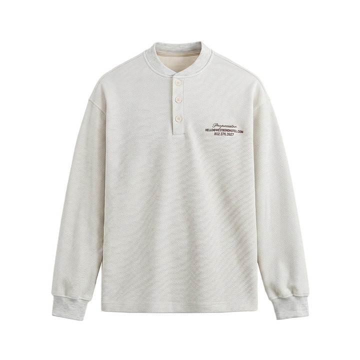Unisex Loose-fitting Henley sweatshirt with waffle texture and ribbed cuffs Mune Fashion