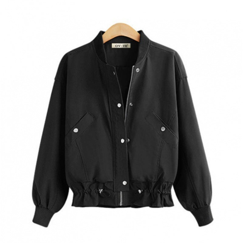 Women's Oversize Bomber Jacket with Drawstring Hem, Press Stud Placket and Patch Pockets Mune Fashion