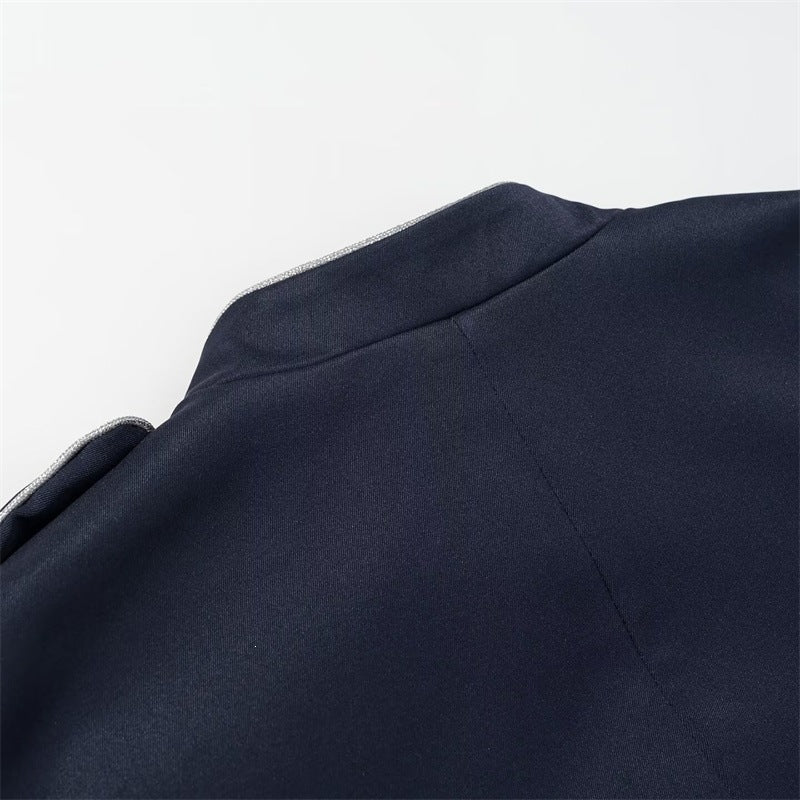 Women’s military-inspired parade jacket with stand-up collar and decorative button placket Mune Fashion