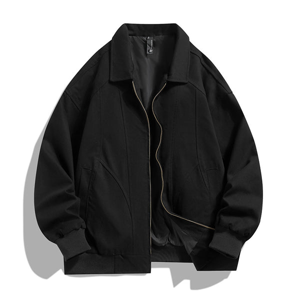 Men's  oversized collared zip-up lined utility bomber jacket with angled welt pockets Mune Fashion