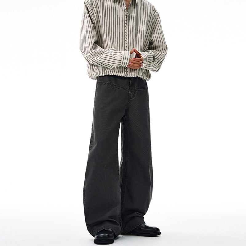 Men's Loose-Fit Denim Pants in Baggy Cut with Elastic Waistband Mune Fashion