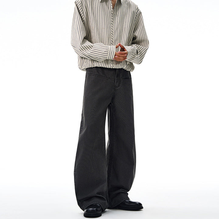 Men's Loose-Fit Denim Pants in Baggy Cut with Elastic Waistband Mune Fashion