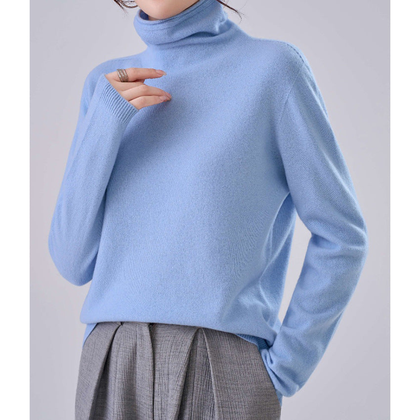 Women Lightweight Cashmere-Mix Turtleneck Sweater with Fine Soft Finish and Slim Silhouette Mune Fashion