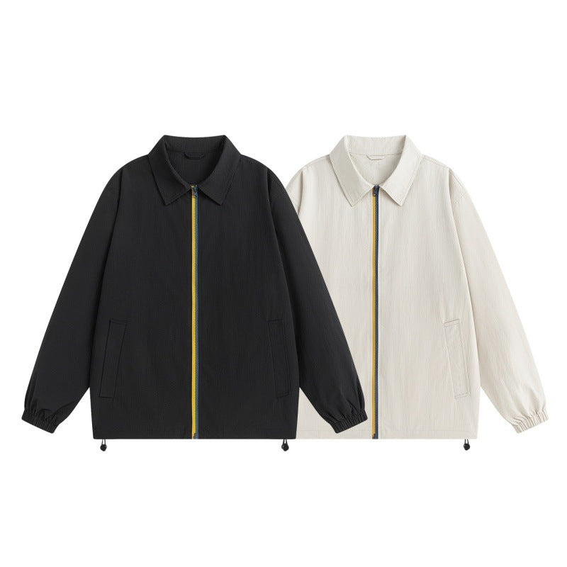 Men's Lightweight Outdoor Harrington Jacket with Contrast Zipper, Drawstring & Elastic Cuffs Mune Fashion