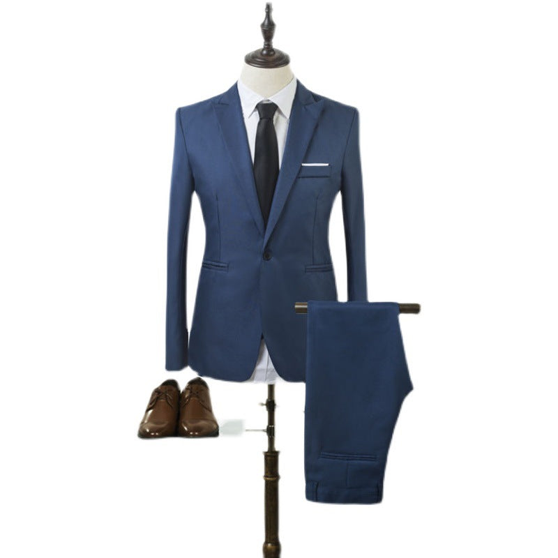 Men's Tailored Single-Button Suit Set in Slim Fit with Slim Suit Pants Mune Fashion