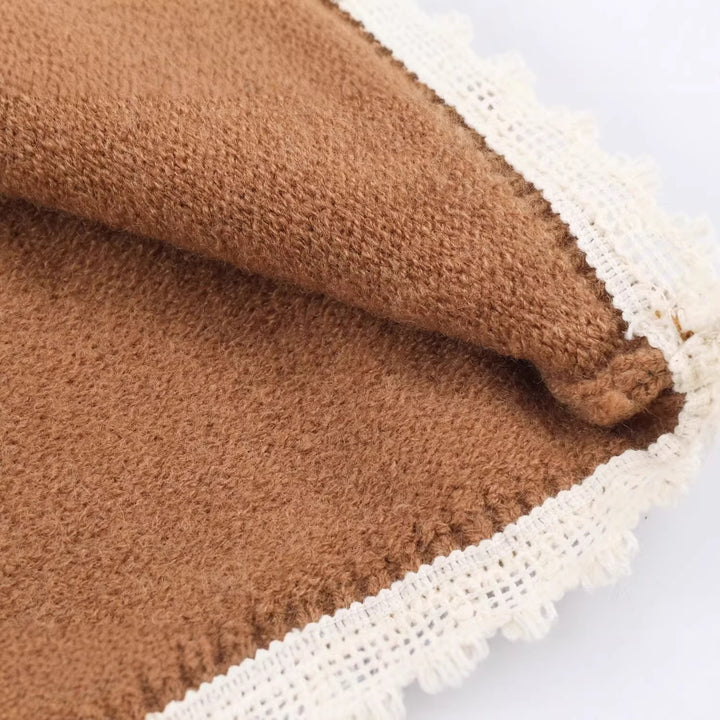 Women Cozy Oversized Sweater with Lace Trim Mune Fashion