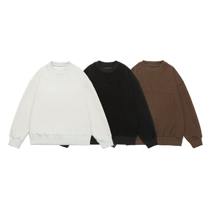Unisex Boxy Knit Sweater with chunky ribbed texture and round neck Mune Fashion