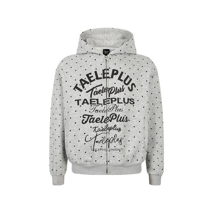 Women's Hooded Sweat Jacket with Full Zip, All-over Polka Dot Pattern and Multiple Logo Designs Mune Fashion