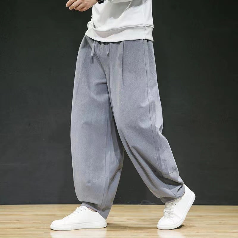 Men's oversized Relax-Fit cotton jogpants with a deep rise, drawstring, and side pockets Mune Fashion