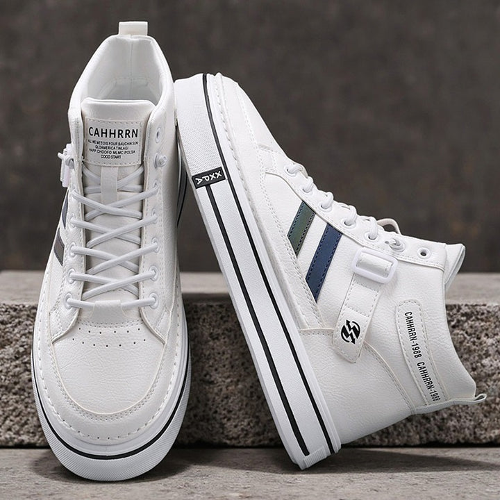 Unisex Mid-Top Street Sneaker with reinforced cup sole, decorative strap, and padded ankle collar Mune Fashion