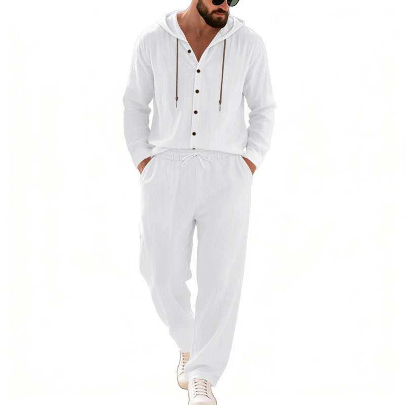 Men's nan legeres hoodie lounge set with button placket, drawstring trousers and side pockets Mune Fashion