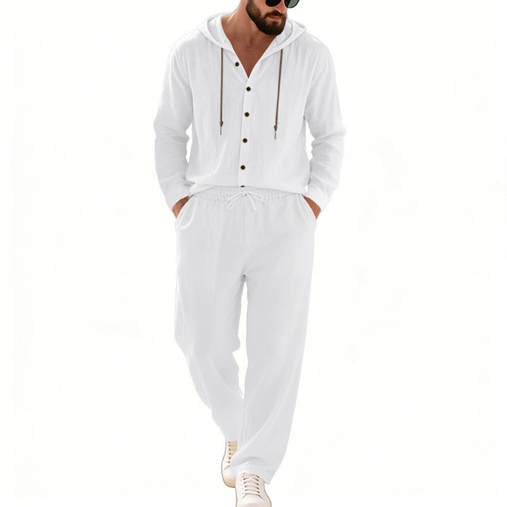 Men's nan legeres hoodie lounge set with button placket, drawstring trousers and side pockets Mune Fashion