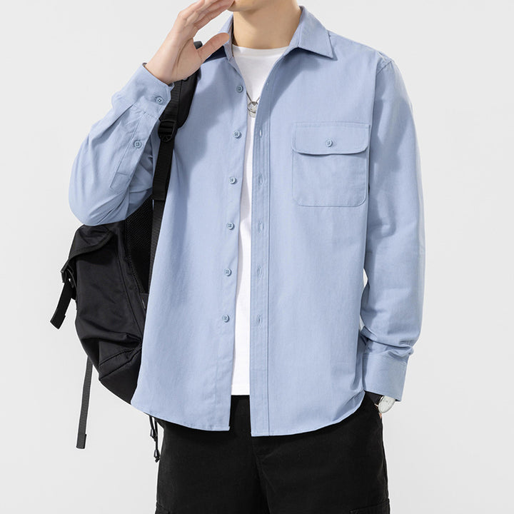 Men's Casual Long Sleeve Shirt with Chest Pocket Mune Fashion