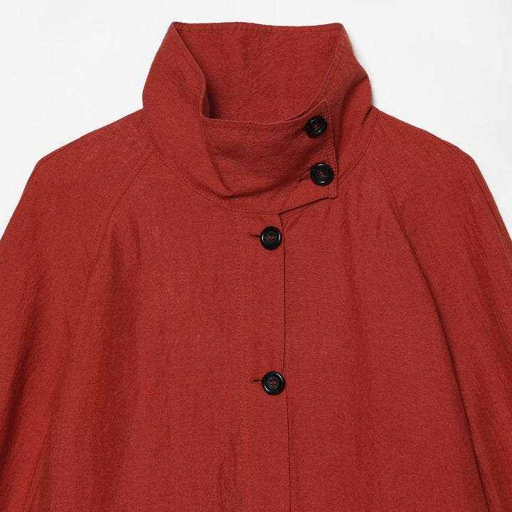 Ladies short jacket with high stand-up collar, continuous button placket and drawstring Mune Fashion